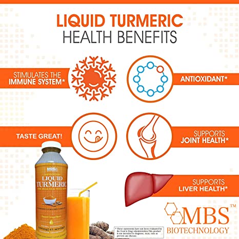 Liquid Turmeric Curcumin with BioPerine Black Pepper Ginger and Vitamin C, D3, E