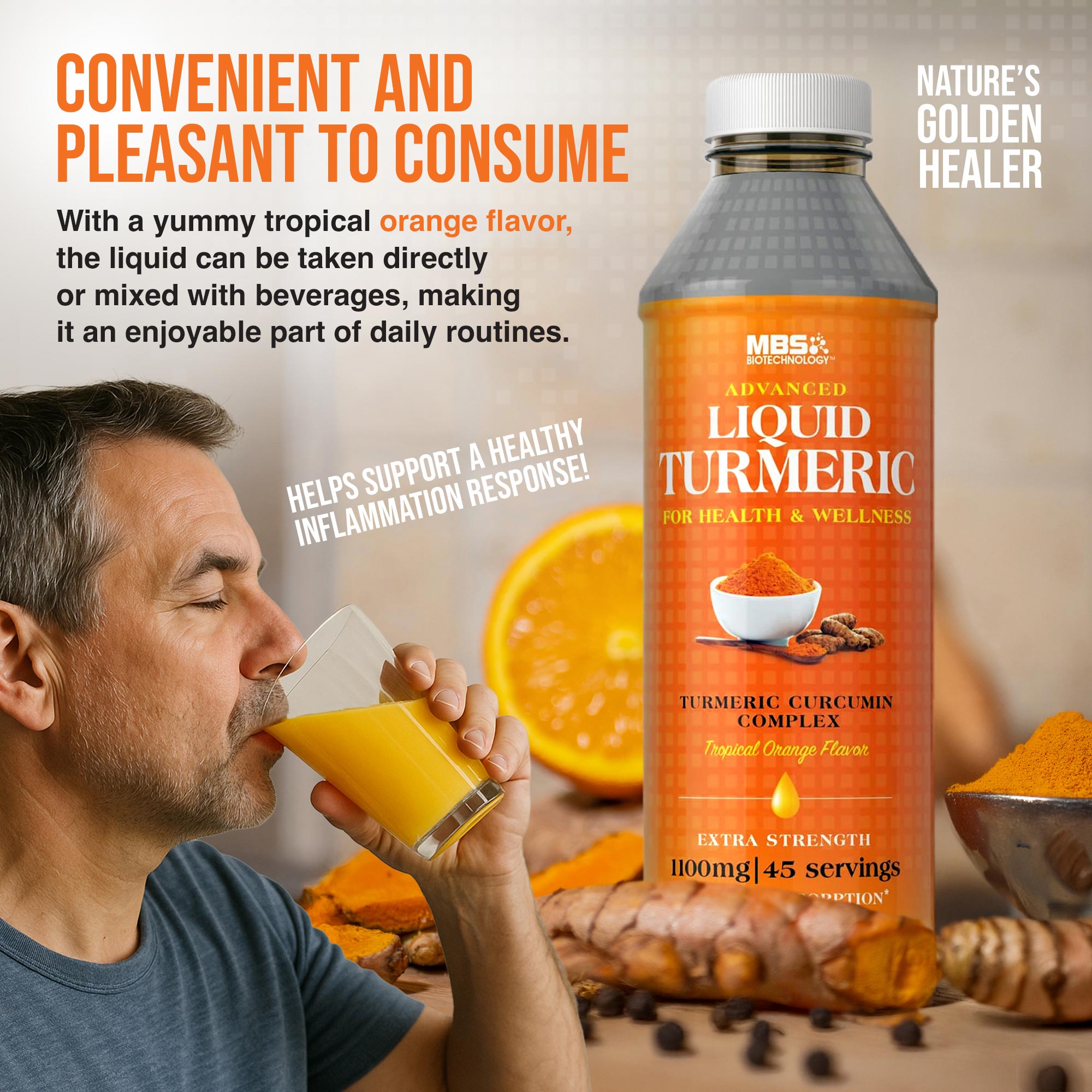 Liquid Turmeric Curcumin with BioPerine Black Pepper Ginger and Vitamin C, D3, E
