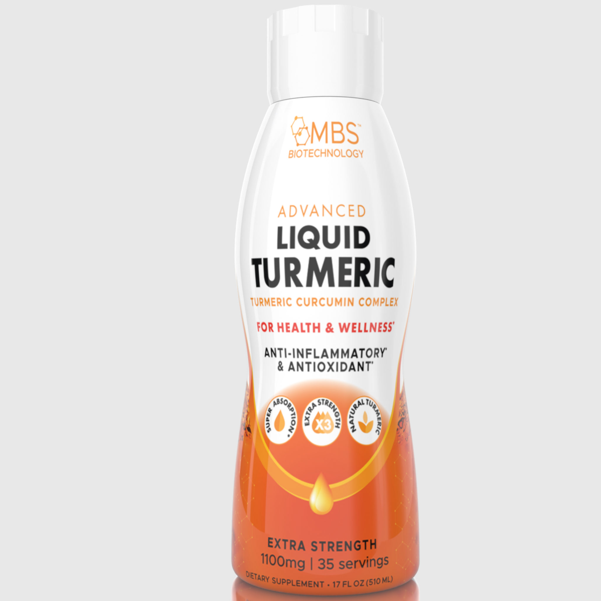 Liquid Turmeric image with gray background for anti-inflammatory